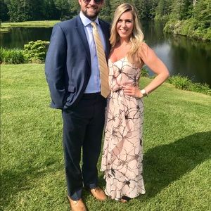 Banana Republic blush ruffled maxi dress